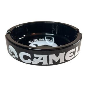 VTG CAMEL Black White Ceramic Cigarette Ashtray Advertisement Promo HTF Design!